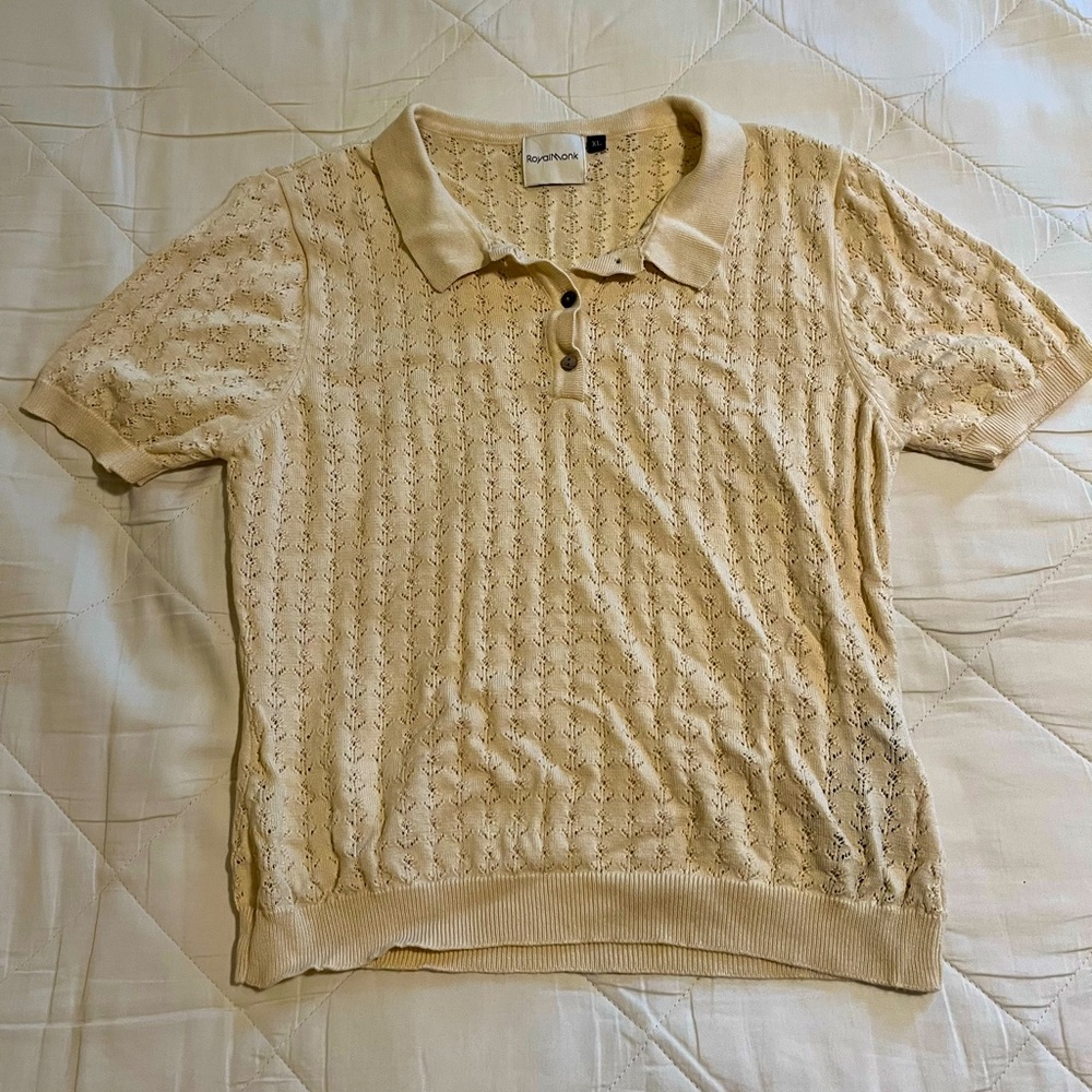 Unique Vintage - Cream Perforated Anchors Up Sweater Top - XLarge